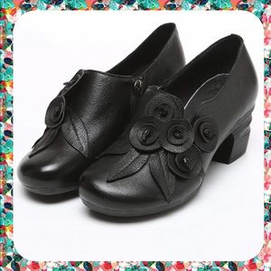 🌷NWT Gracosy retro leather floral oxford pumps